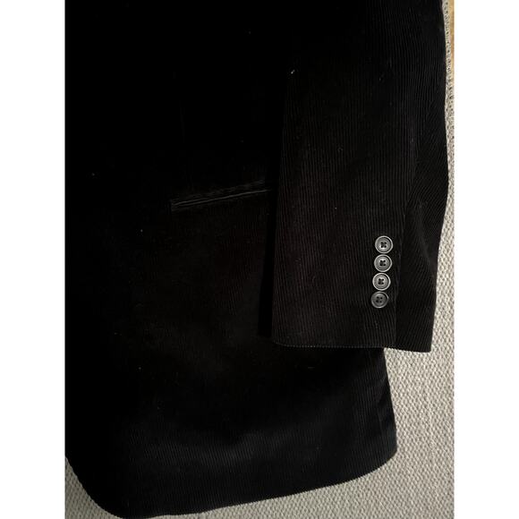 Corduroy Sport Coat Men's 48 Regular Black Two Button Lined Blazer - Picture 4 of 13